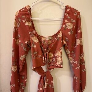 Floral Tie Blouse